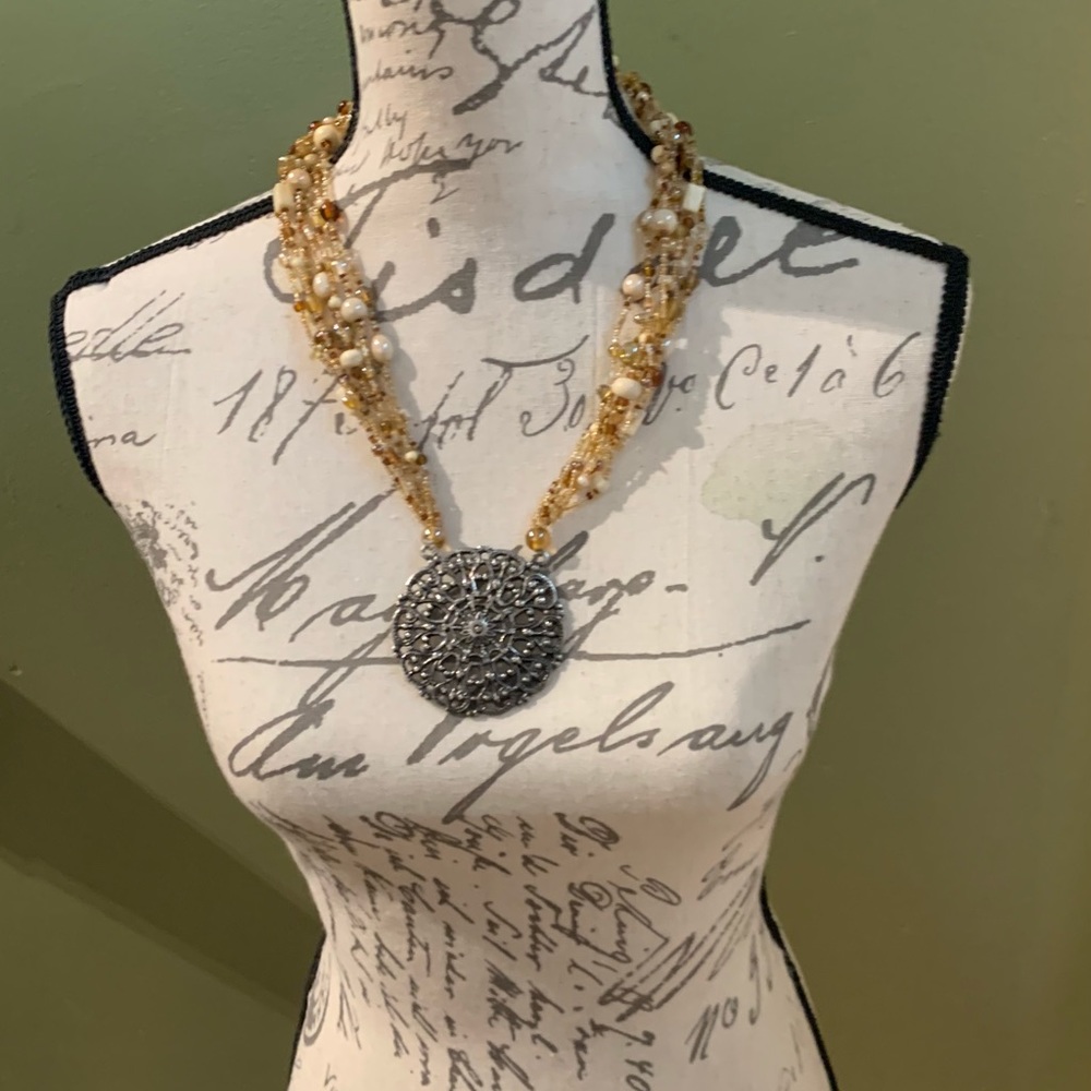 Tan and White Necklace